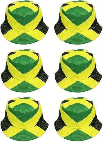 Country Flag Bucket Hat Packable Fashion Sun Cap Outdoor Flag Fisherman Hat for Women Men - 6 Packs in Kuwait