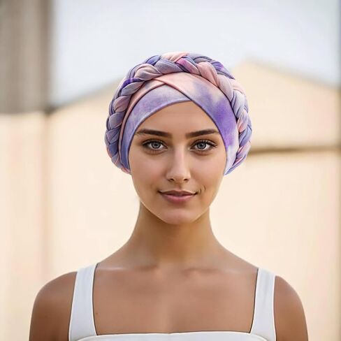 DRESHOW قبعات عمامة نسائية أفريقية قبعة تويست الحجاب أغطية الرأس جديلة ملتوية مربوطة مسبقًا للنساء قبعة السرطان الكيميائي in Kuwait