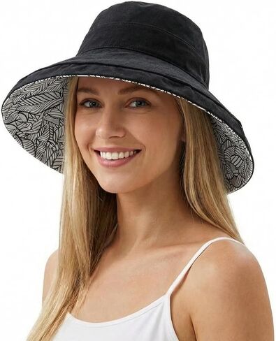 2026 Women Reversible Bucket Hat Wide Brim UV Protection Summer Sun Hats UPF 80+ Foldable Outdoor Vacation Beach Cap in Saudi Arabia