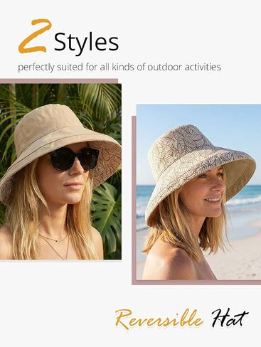 2026 Women Reversible Bucket Hat Wide Brim UV Protection Summer Sun Hats UPF 80+ Foldable Outdoor Vacation Beach Cap in Saudi Arabia
