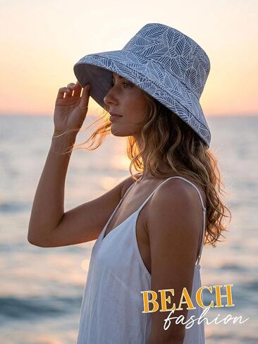 2026 Women Reversible Bucket Hat Wide Brim UV Protection Summer Sun Hats UPF 80+ Foldable Outdoor Vacation Beach Cap in Saudi Arabia