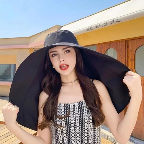 Wide Brim Sun Hat for Women – Elegant Summer Beach Hat, Lightweight & Stylish Travel Accessory, Perfect for Outdoor, Vacation, & Sun Protection(Pink) in Kuwait