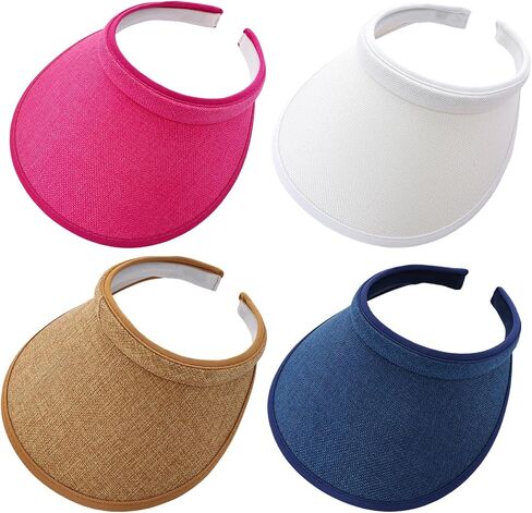 4 Pcs Wide Brim Sun Visor Hat UV Protection Golf Visor with Clip for Sports Travel Outdoor Beach Summer Women in Saudi Arabia