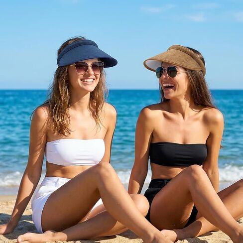 4 Pcs Wide Brim Sun Visor Hat UV Protection Golf Visor with Clip for Sports Travel Outdoor Beach Summer Women in Saudi Arabia
