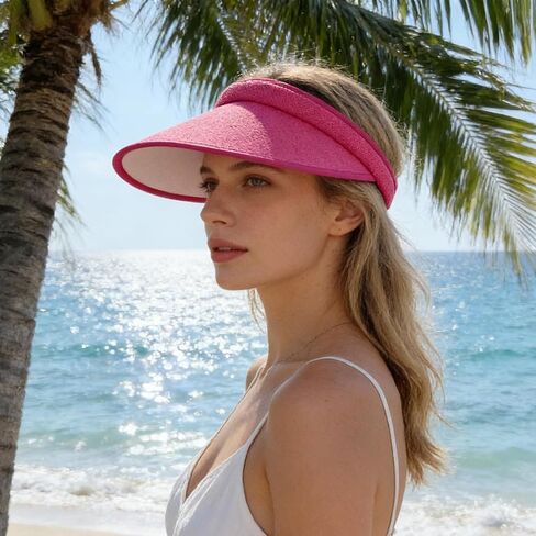 4 Pcs Wide Brim Sun Visor Hat UV Protection Golf Visor with Clip for Sports Travel Outdoor Beach Summer Women in Saudi Arabia