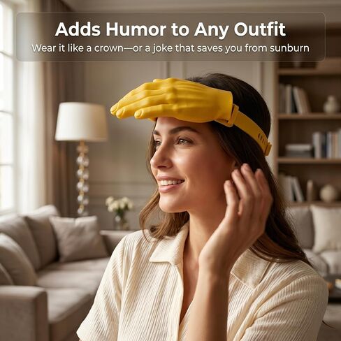 Hand Sun Visor for Women and Men, Funny Hands-Free Palm Shaped Sun Hat, Instant UV Protection Headband Visor for Beach Music Festivals and Outdoor Parties Yellow in Saudi Arabia