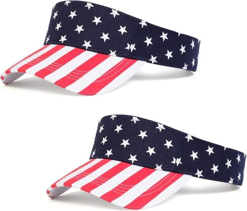 2 Pack American Flag Sun Visor for Women Men, Adjustable USA Patriotic Cap for Golf Fourth of July in Saudi Arabia
