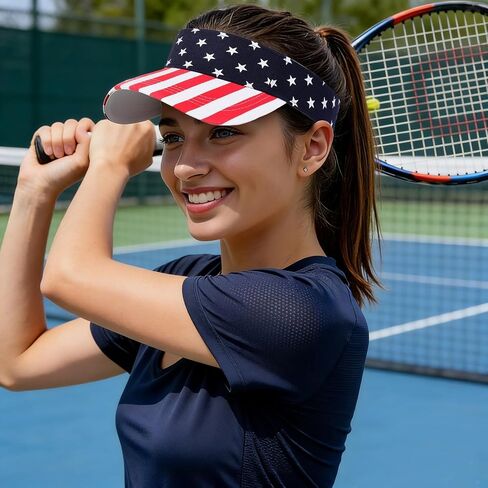2 Pack American Flag Sun Visor for Women Men, Adjustable USA Patriotic Cap for Golf Fourth of July in Saudi Arabia