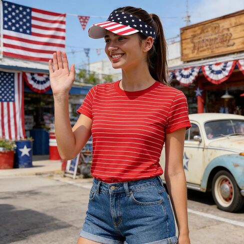 2 Pack American Flag Sun Visor for Women Men, Adjustable USA Patriotic Cap for Golf Fourth of July in Saudi Arabia