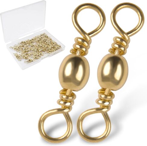 Barrel Swivels Fishing Tackle,60/120pcs Rolling Ball Fishing Swivels Connector Stainless Brass Solid Rings High Strength Saltwater Fishing Swivels Accessories in Saudi Arabia