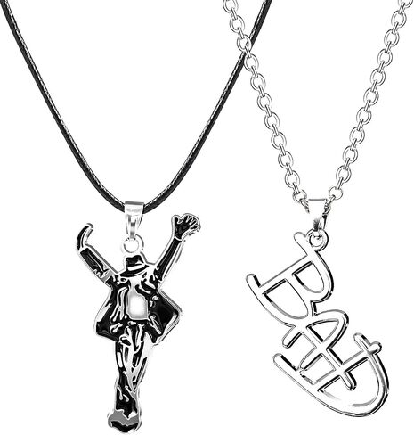 AICase for 2 Pack Michael Gifts Inspired Necklace Shirt Costume Glove Outfit cd Vinyl Poster Sticker jacket Merchandise Memorial Collection Gifts for Fans Birthday in Kuwait