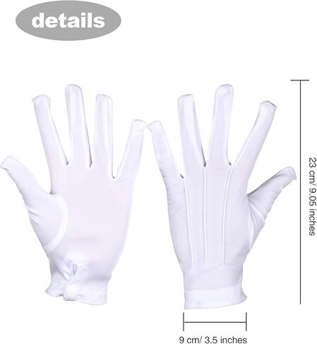12 زوجًا من القفازات البيضاء الرسمية للرجال من ساتينيور، قفاز زي موكب مع أساور كبس لكنيسة الشرف التنكرية in Kuwait