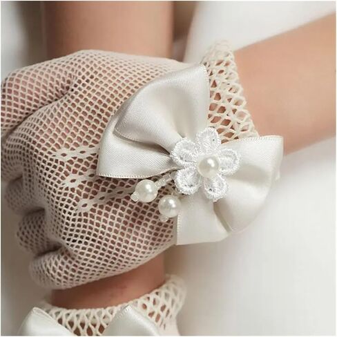 2 Pairs Wedding Gloves For Mesh Evening Holiday Accessories With A Birthday Bow Suitable for weddings in Saudi Arabia