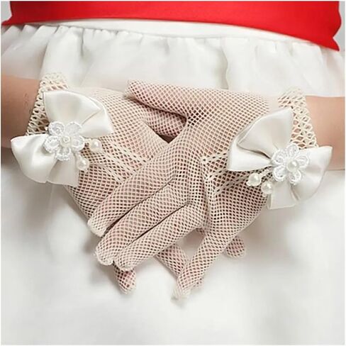 2 Pairs Wedding Gloves For Mesh Evening Holiday Accessories With A Birthday Bow Suitable for weddings in Saudi Arabia