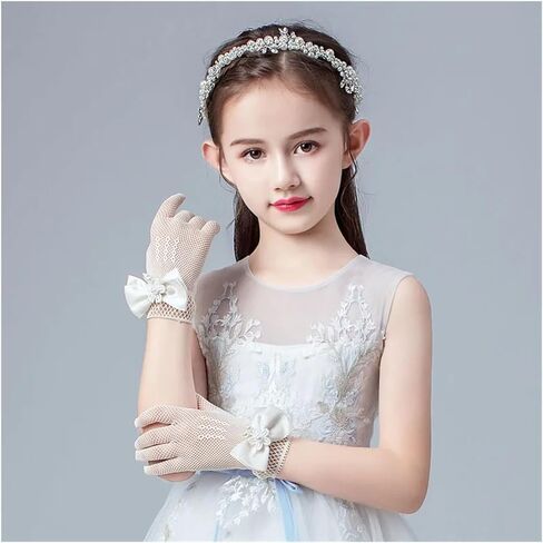 2 Pairs Wedding Gloves For Mesh Evening Holiday Accessories With A Birthday Bow Suitable for weddings in Saudi Arabia