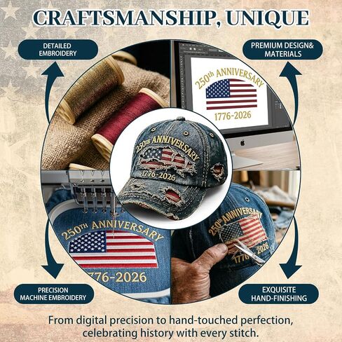 USA 250th Anniversary Distressed Casual Cap,250 Anniversary USA hat 1776-2026 Commemorative Baseball Cap,Traditional American Tribute Hat Gift Honoring Veterans & Patriots Blue in Saudi Arabia