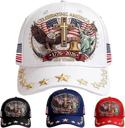 250 Anniversary USA Hat,Embroidered Adjustable Patriotic Baseball Cap,250th Anniversary Eagle Liberty Cross Cap for Adult in Saudi Arabia