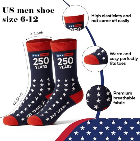 GOAUS 250 Years Patriotic Hat, Socks and 3x5 Flag, American Merchandise 250th Anniversary USA Gifts for Men Dad Fathers Day in Saudi Arabia