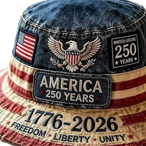 America 250th Vintage Bucket Hat, 1776-2026 Patriotic Bucket Hat, Patriotic Bucket Cap for 4th of July, for Men & Women Multi in Saudi Arabia