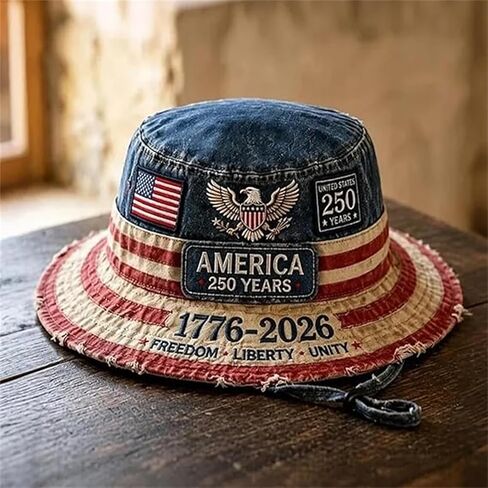 America 250th Vintage Bucket Hat, 1776-2026 Patriotic Bucket Hat, Patriotic Bucket Cap for 4th of July, for Men & Women Multi in Saudi Arabia