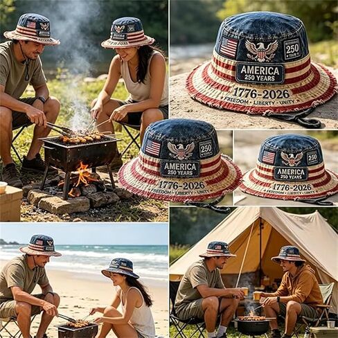America 250th Vintage Bucket Hat, 1776-2026 Patriotic Bucket Hat, Patriotic Bucket Cap for 4th of July, for Men & Women Multi in Saudi Arabia