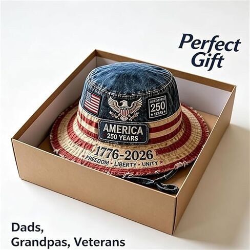 America 250th Vintage Bucket Hat, 1776-2026 Patriotic Bucket Hat, Patriotic Bucket Cap for 4th of July, for Men & Women Multi in Saudi Arabia