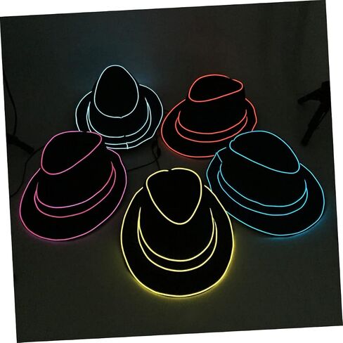 LED Hat Flashing Disco Top Hat Party Hats Jazz Hat LED Jazz Cap Mens Fedora Hats Trendy Hats in Kuwait