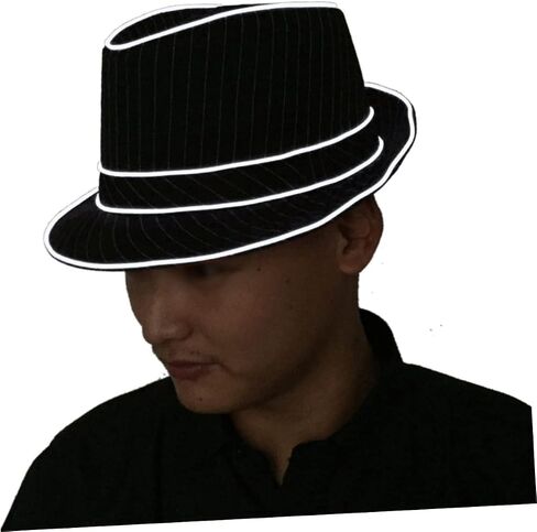 LED Hat Flashing Disco Top Hat Party Hats Jazz Hat LED Jazz Cap Mens Fedora Hats Trendy Hats in Kuwait