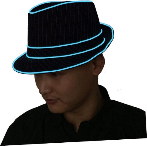 LED Hat Flashing Disco Top Hat Party Hats Jazz Hat LED Jazz Cap Mens Fedora Hats Trendy Hats in Kuwait