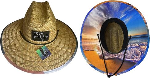 Straw Sun Hat for Men & Women | Wide Brim Water-Resistant Straw Beach Hat for Vacation | Florida in Saudi Arabia