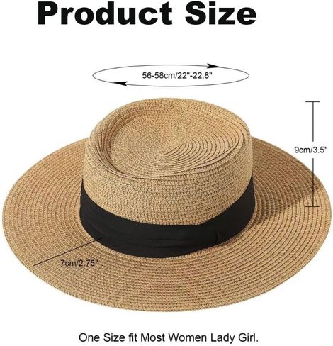 Summer Straw Fedora Hat for Women Men Travel Panama Hat with Wide Brim Roll Up Packable Beachwear Sun Hat Boater Hat for Beach Outdoor UPF 50+ Khaki in Saudi Arabia