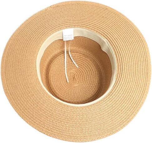 Summer Straw Fedora Hat for Women Men Travel Panama Hat with Wide Brim Roll Up Packable Beachwear Sun Hat Boater Hat for Beach Outdoor UPF 50+ Khaki in Saudi Arabia