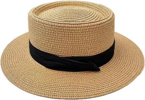 Summer Straw Fedora Hat for Women Men Travel Panama Hat with Wide Brim Roll Up Packable Beachwear Sun Hat Boater Hat for Beach Outdoor UPF 50+ Khaki in Saudi Arabia