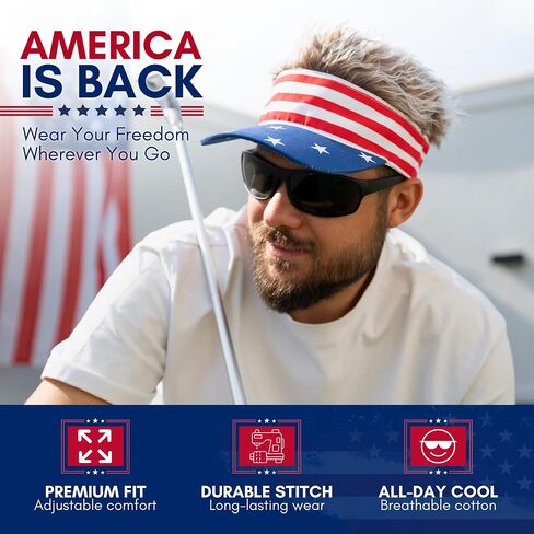 Zadin Patriotic Hat with Hair, Crazy Wig Hats, Golf Hats Men, Visor American Flag Waggle Mullet Hat in Saudi Arabia