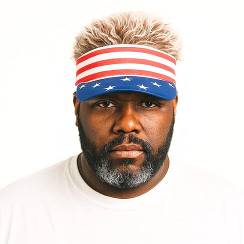 Zadin Patriotic Hat with Hair, Crazy Wig Hats, Golf Hats Men, Visor American Flag Waggle Mullet Hat in Saudi Arabia