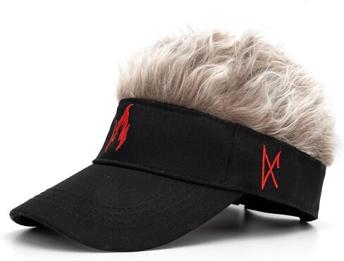 Men's Hair Visor Sun Hats Hairs Fake Baseball Caps Funny Spiked Wig Hat in Saudi Arabia