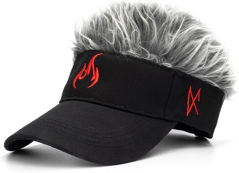 Men's Hair Visor Sun Hats Hairs Fake Baseball Caps Funny Spiked Wig Hat in Saudi Arabia
