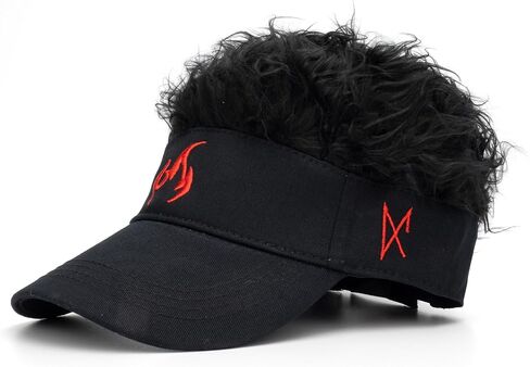Men's Hair Visor Sun Hats Hairs Fake Baseball Caps Funny Spiked Wig Hat in Saudi Arabia