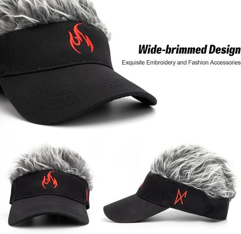 Men's Hair Visor Sun Hats Hairs Fake Baseball Caps Funny Spiked Wig Hat in Saudi Arabia