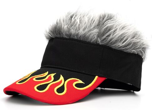 Men's Hair Visor Sun Hats Hairs Fake Baseball Caps Funny Spiked Wig Hat in Saudi Arabia