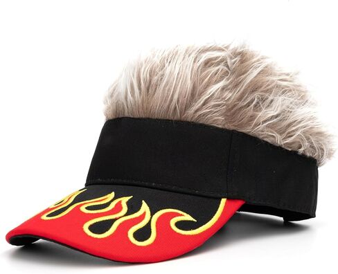 Men's Hair Visor Sun Hats Hairs Fake Baseball Caps Funny Spiked Wig Hat in Saudi Arabia