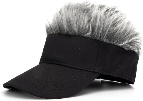 Men's Hair Visor Sun Hats Hairs Fake Baseball Caps Funny Spiked Wig Hat in Saudi Arabia
