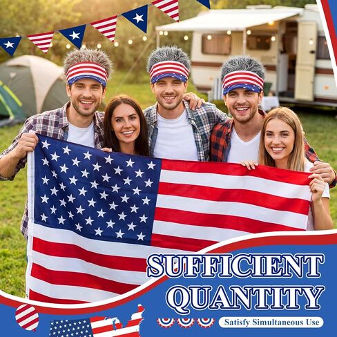 Giegxin 2 Pcs Men Visor Cap Wig 4th of July Fake Hairs Visor Hat White Red and Blue Accessories Independence Day Wigs American Flag Funny Spiked Hats, Brown, Gray in Kuwait