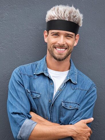 Bencailor 3 Pcs Men's Novelty Hair Hats Spiked Funny Golf Visors Adjustable Wig Visor Hat Wig Peaked for Men Women Gifts for Cosplay Solid Color in Kuwait