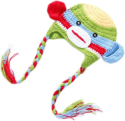 Handmade Monkey Beanie Hat Crochet Knitting Cartoon Child Hat Multi in Saudi Arabia