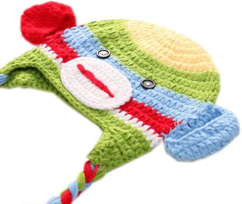 Handmade Monkey Beanie Hat Crochet Knitting Cartoon Child Hat Multi in Saudi Arabia