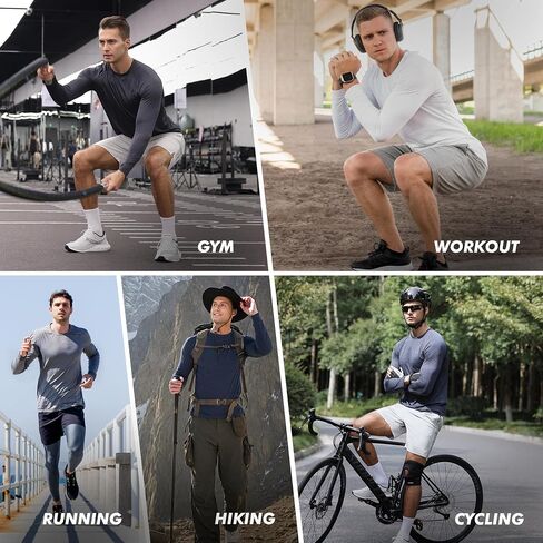4 Pack Long Sleeve Shirts for Men - Quick Dry Moisture Wicking Sun Protection Tshirts for Fishing Workout Athletic Casual Gym in Kuwait
