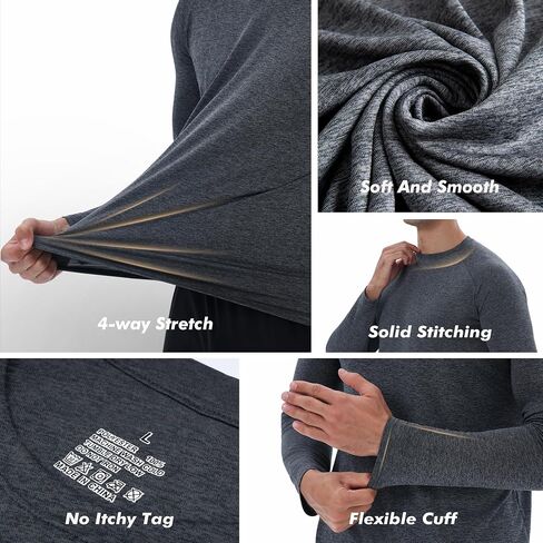 4 Pack Long Sleeve Shirts for Men - Quick Dry Moisture Wicking Sun Protection Tshirts for Fishing Workout Athletic Casual Gym in Kuwait