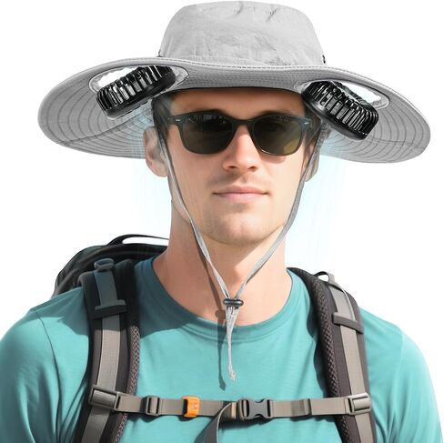 AMACOOL Bucket Hat Fan, Gifts for Him Father Dad Husband, Fishing Essentials for Women Men Camping Hiking Beach Gardening in Kuwait