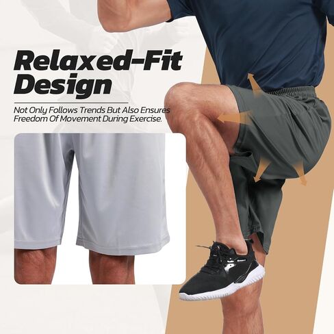 BOOJO 3 Pack Gym Basketball Mens Shorts - Quick Dry Black Workout Athletic Shorts with Pockets for Casual Running(S-6XL) in Saudi Arabia